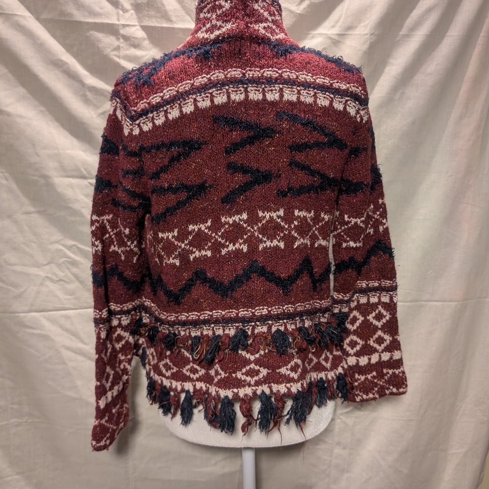 Anthropologie Moth Veras Cardigan Small Wine Red And Midnight Blue - Picture 12 of 15